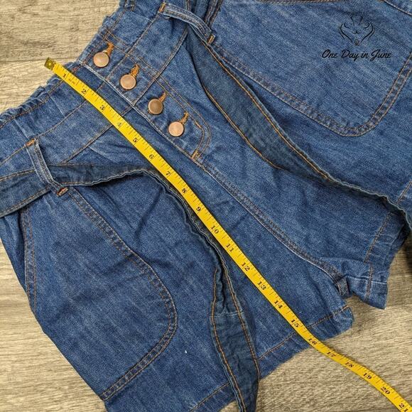 Prettylittlethings Tie Waist Frill Edge Denim Shorts Size 14 - Picture 4 of 5
